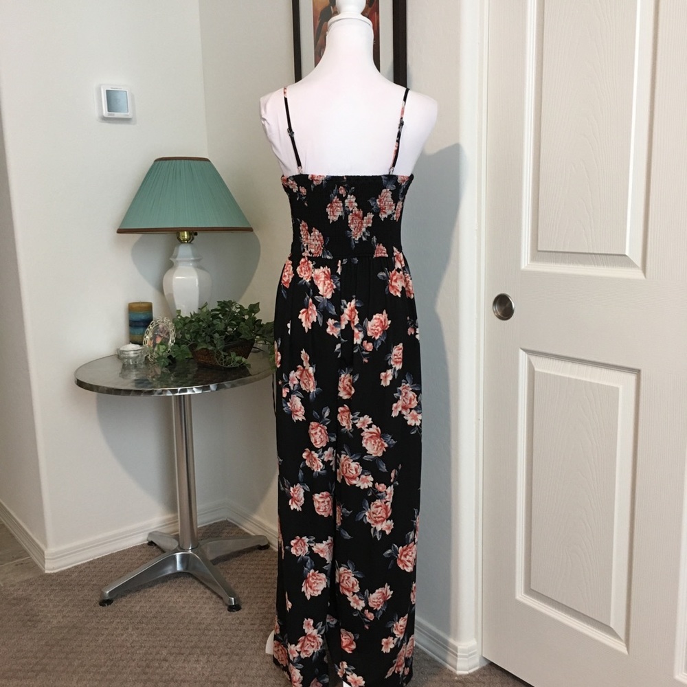 Xhilaration Black Floral Maxi Jumpsuit, Sz XS / S - Picture 3 of 16